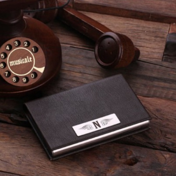 Custom Black Leather Business Card Holder!